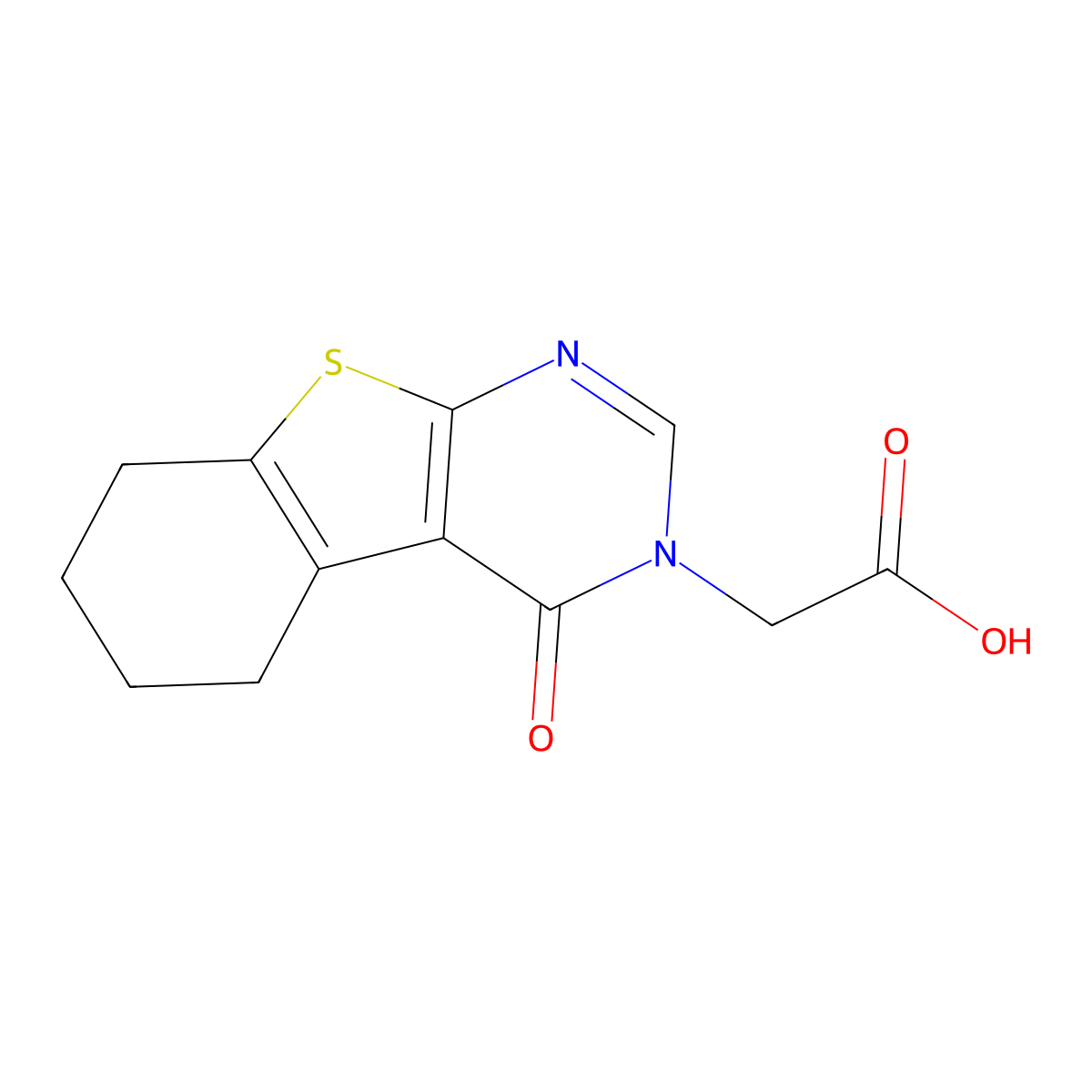 (4-oxo-5,6,7,8-tetrahydro[1]benzothieno[2,3-d]pyrimidin-3(4H)-yl)acetic acid molecular structure, CAS 40277-46-1