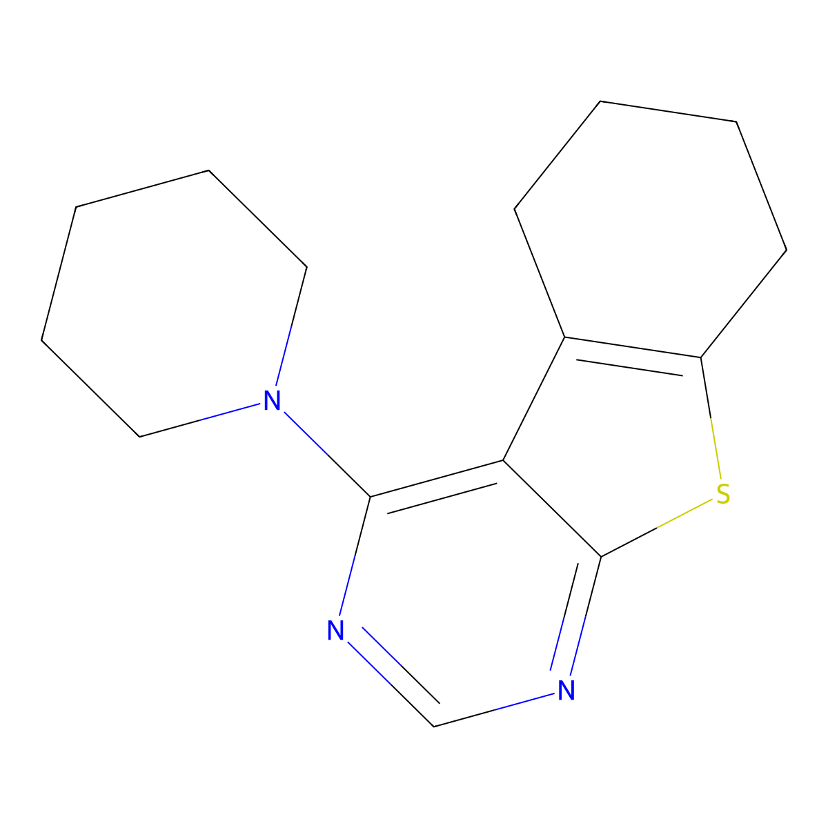4-Piperidin-1-yl-5,6,7,8-tetrahydro-[1]benzothiolo[2,3-d]pyrimidine molecular structure, CAS 40277-54-1