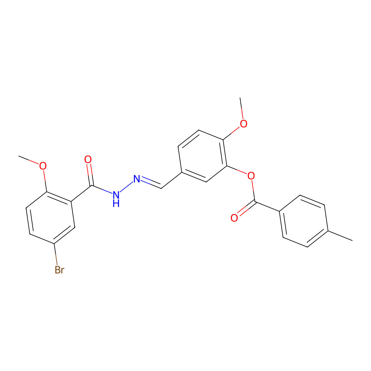 5-Bromo-2-methoxybenzoic acid 2-[[4-methoxy-3-[(4-methylbenzoyl)oxy]phenyl]methylene]hydrazide molecular structure, CAS 402772-32-1