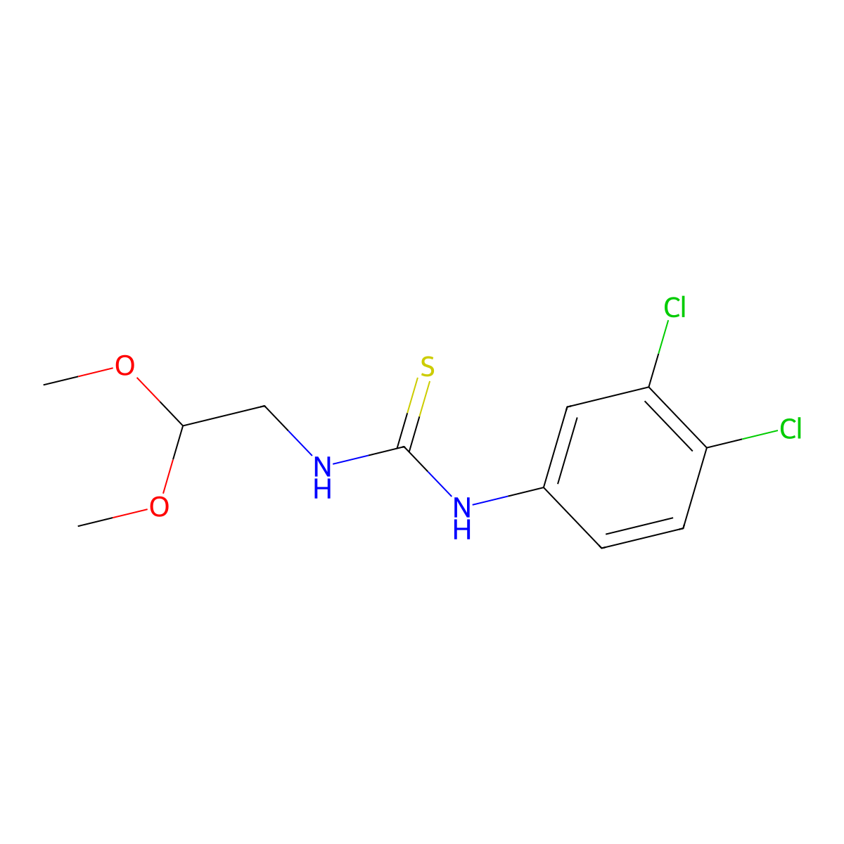 N-(3,4-dichlorophenyl)-N'-(2,2-dimethoxyethyl)thiourea molecular structure, CAS 402778-56-7