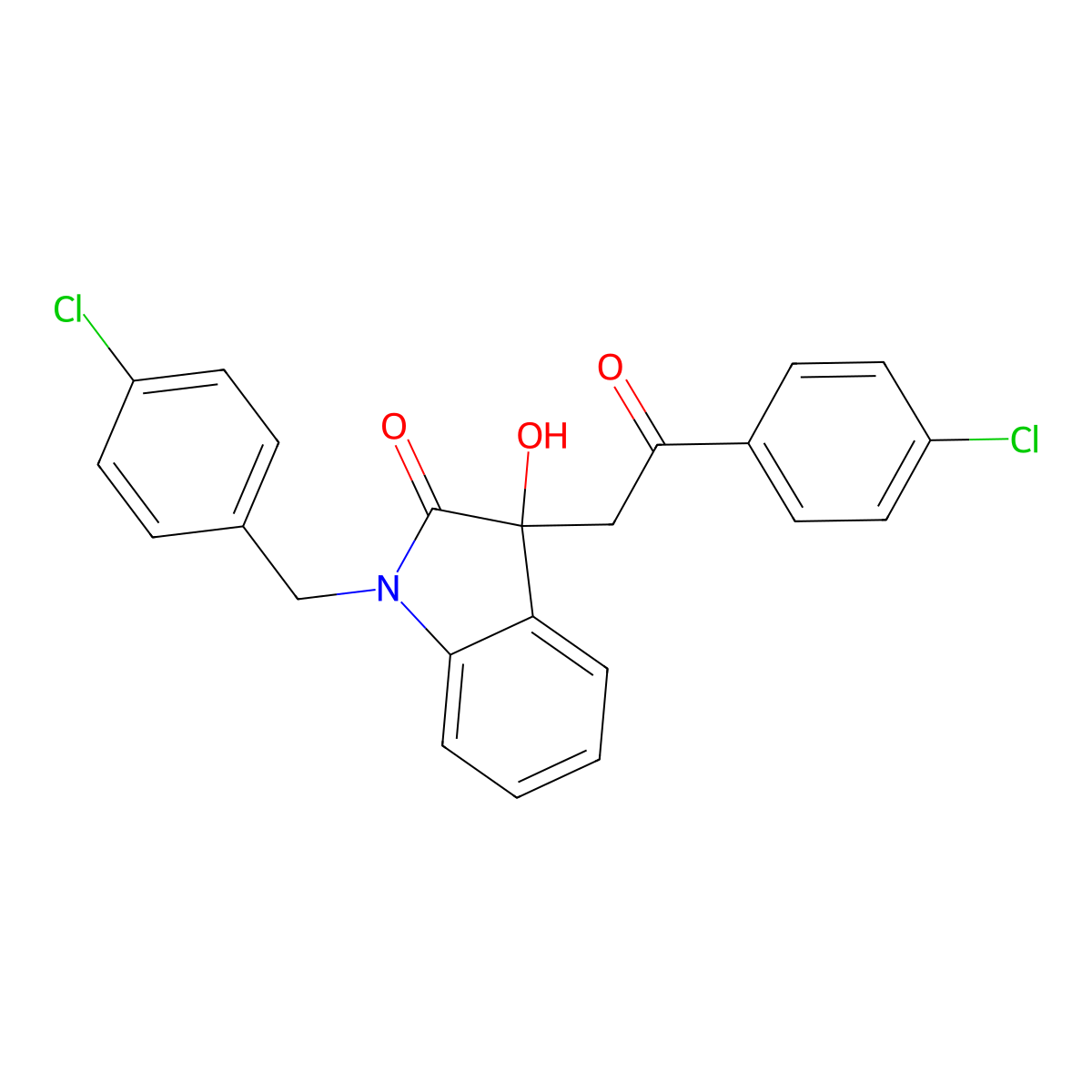 1-[(4-Chlorophenyl)methyl]-3-[2-(4-chlorophenyl)-2-oxoethyl]-3-hydroxyindol-2-one molecular structure, CAS 402779-74-2
