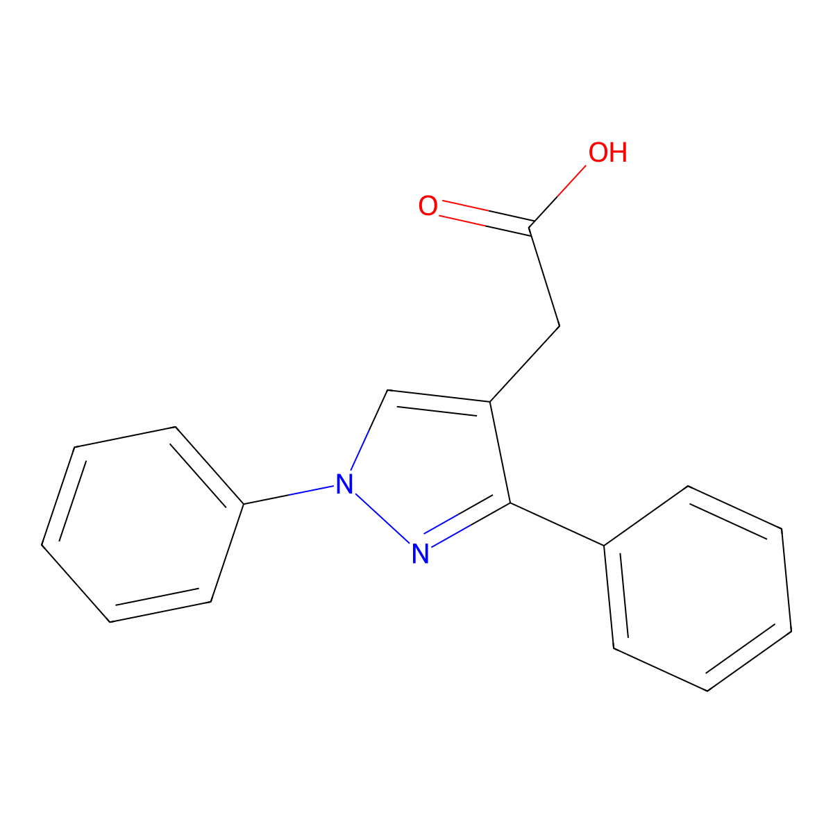 1H-Pyrazole-4-acetic acid, 1,3-diphenyl- molecular structure, CAS 40278-34-0