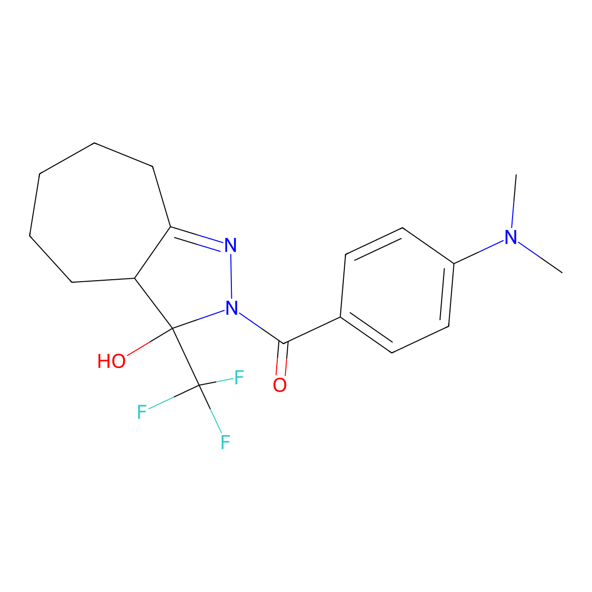 [4-(dimethylamino)phenyl][3-hydroxy-3-(trifluoromethyl)-3a,4,5,6,7,8-hexahydrocyclohepta[c]pyrazol-2(3H)-yl]methanone molecular structure, CAS 402784-45-6