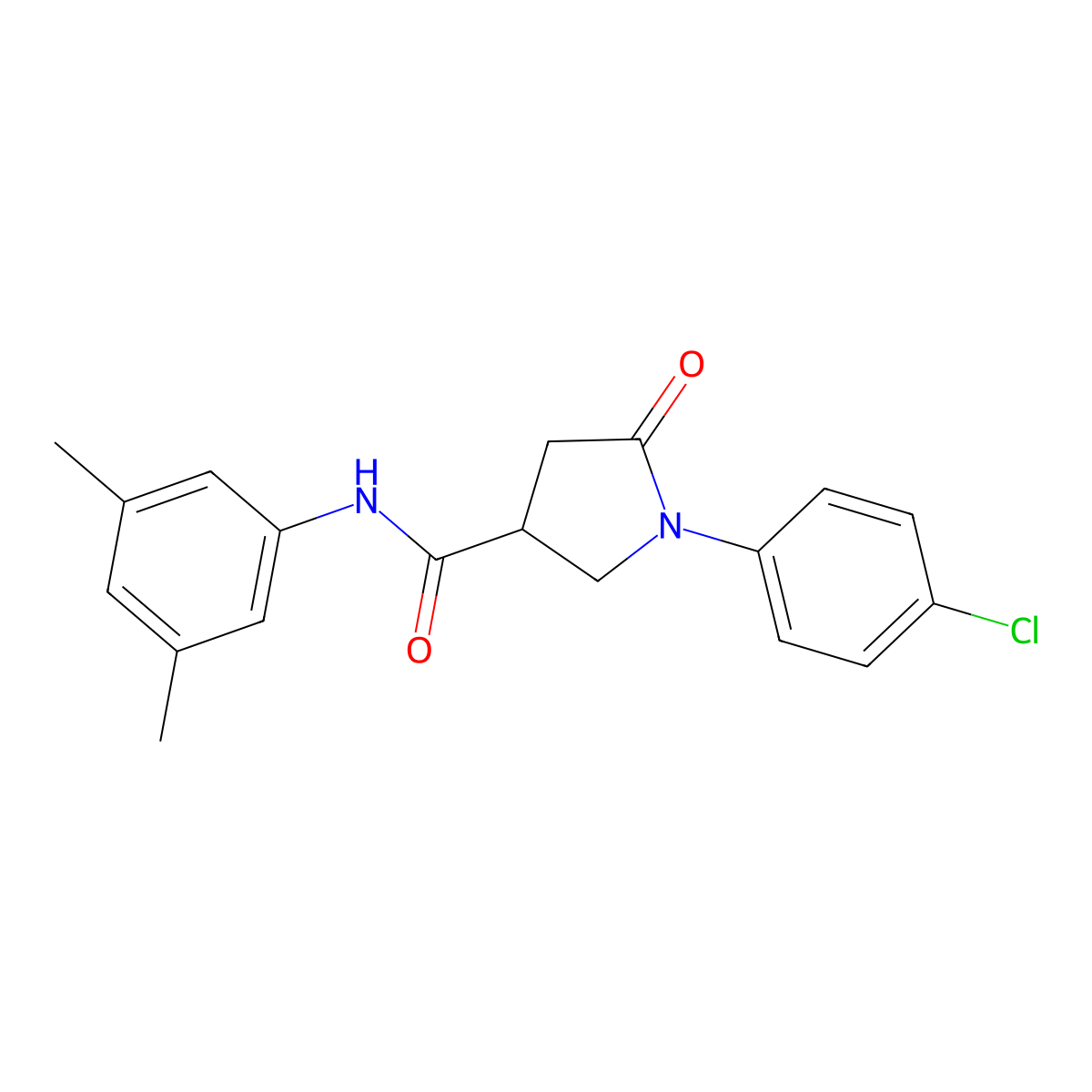 1-(4-chlorophenyl)-N-(3,5-dimethylphenyl)-5-oxopyrrolidine-3-carboxamide molecular structure, CAS 402785-56-2
