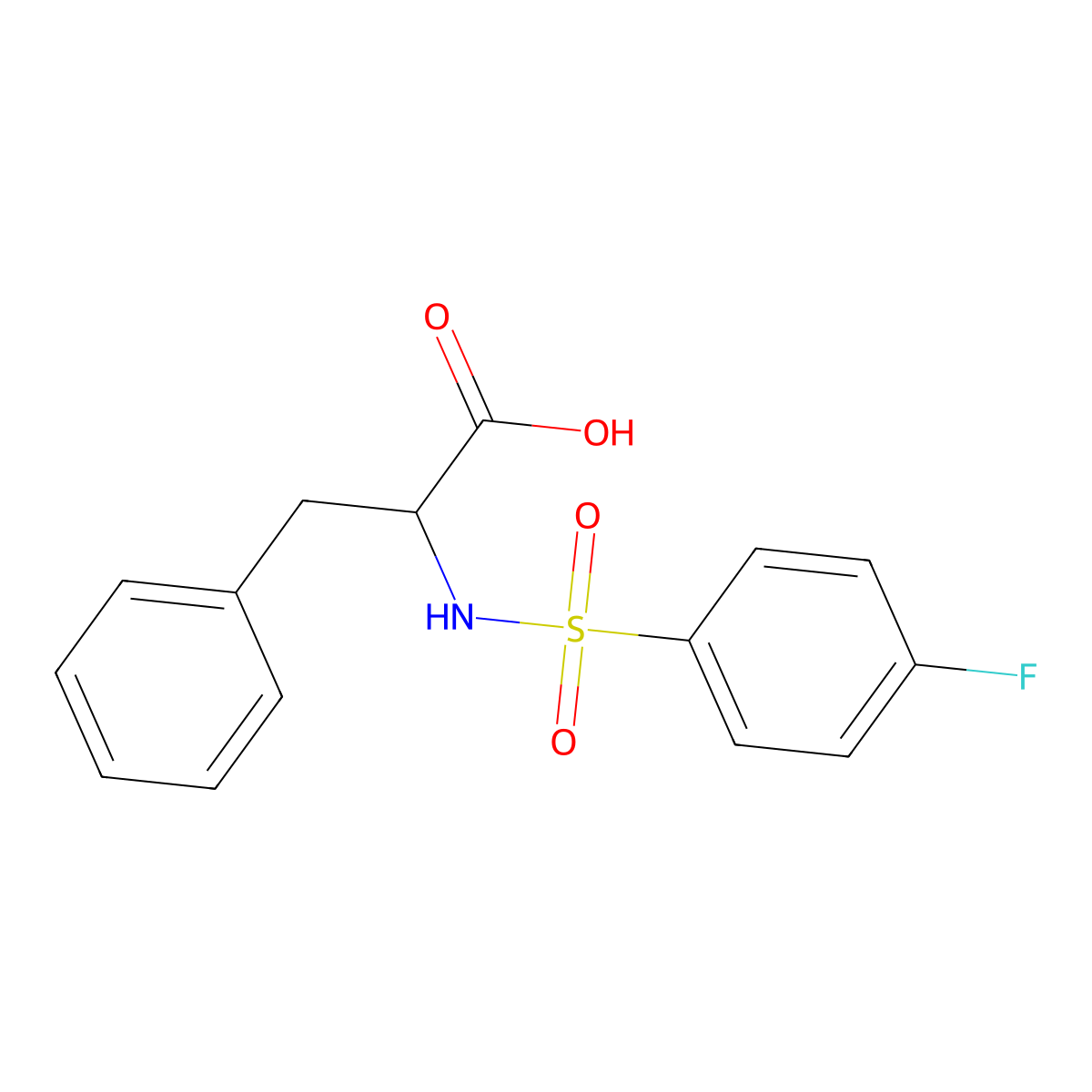 N-(4-Fluorobenzene-1-sulfonyl)phenylalanine molecular structure, CAS 40279-96-7