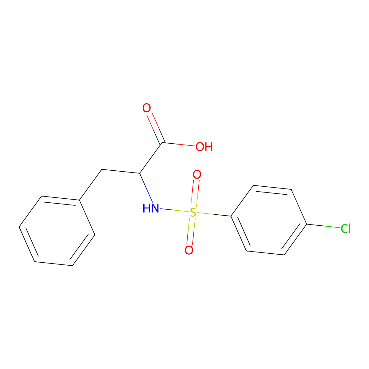 2-{[(4-Chlorophenyl)sulfonyl]amino}-3-phenylpropanoic acid molecular structure, CAS 40279-97-8