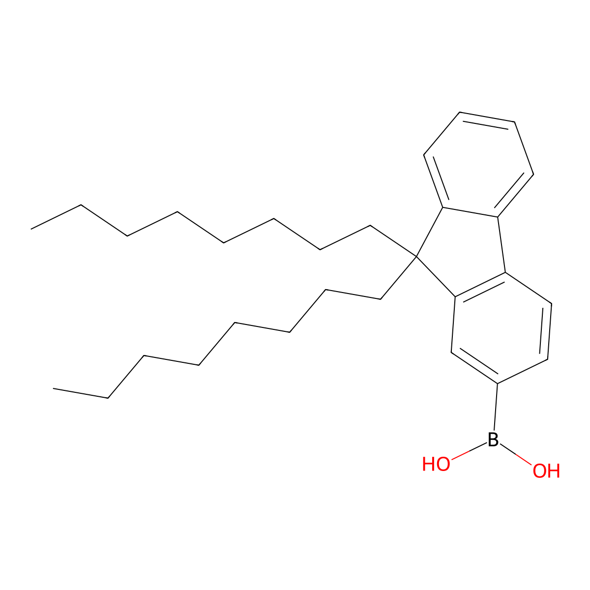 2-Dihydroxyboranyl-9,9-dioctylfluorene molecular structure, CAS 402790-30-1
