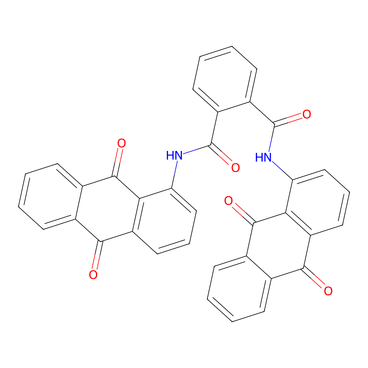 1,2-Benzenedicarboxamide, N1,N2-bis(9,10-dihydro-9,10-dioxo-1-anthracenyl)- molecular structure, CAS 4028-94-8