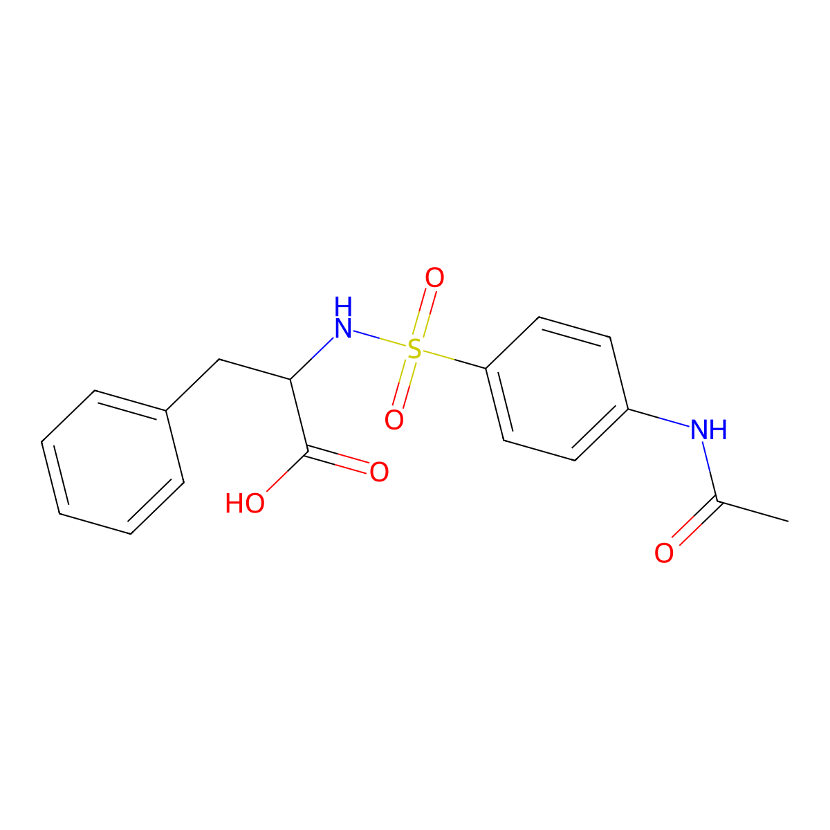 N-{[4-(acetylamino)phenyl]sulfonyl}phenylalanine molecular structure, CAS 40280-01-1