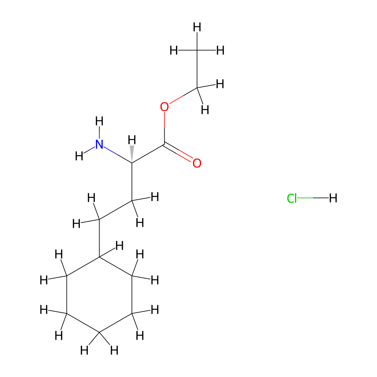 Ethyl (2R)-2-Amino-4-cyclohexylbutanoate hydrochloride molecular structure, CAS 402825-02-9