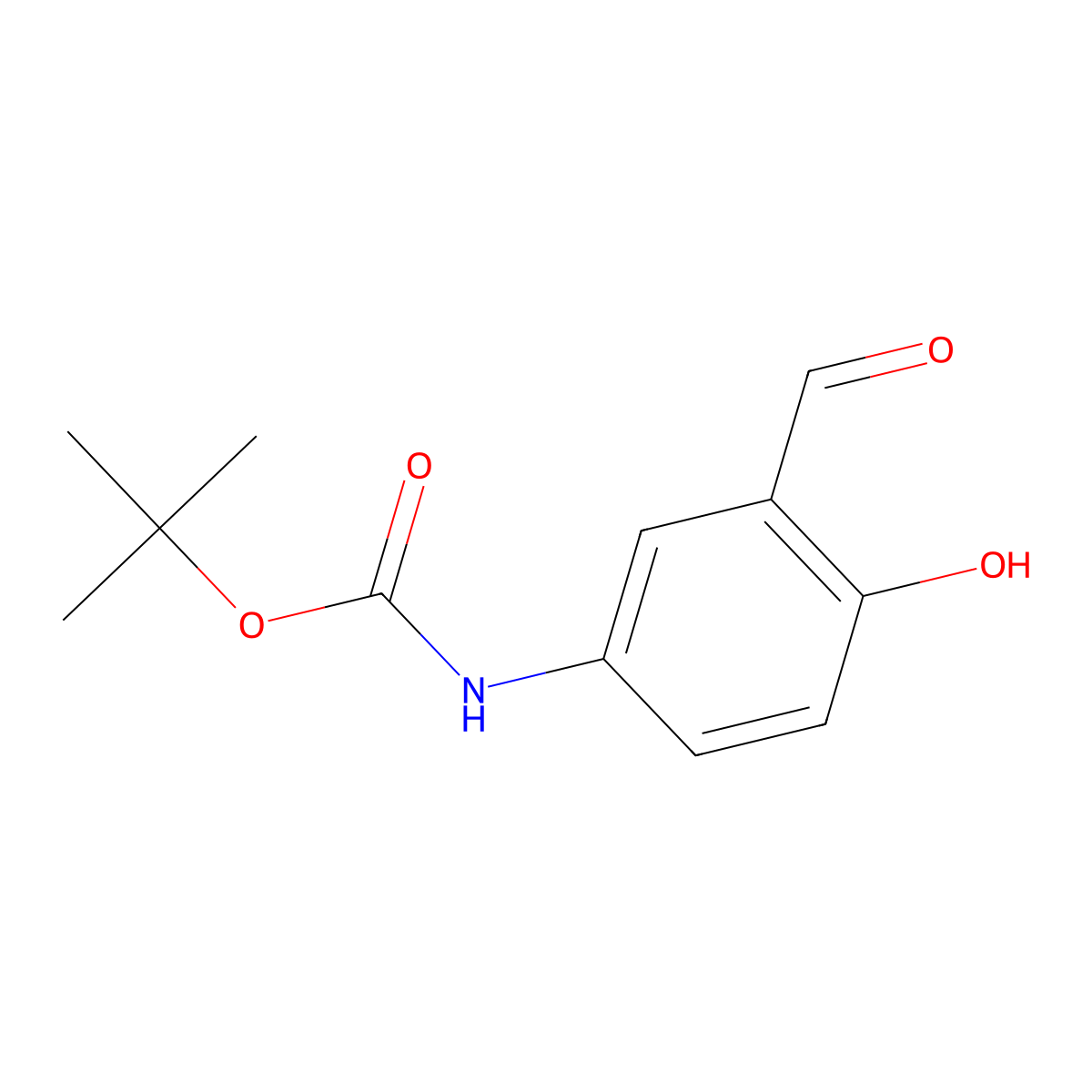 Tert-butyl 3-formyl-4-hydroxyphenylcarbamate molecular structure, CAS 402826-43-1