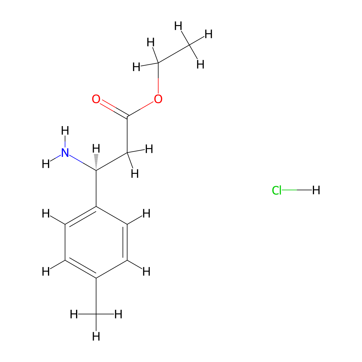 (S)-Ethyl 3-amino-3-(p-tolyl)propanoate hydrochloride molecular structure, CAS 402828-01-7