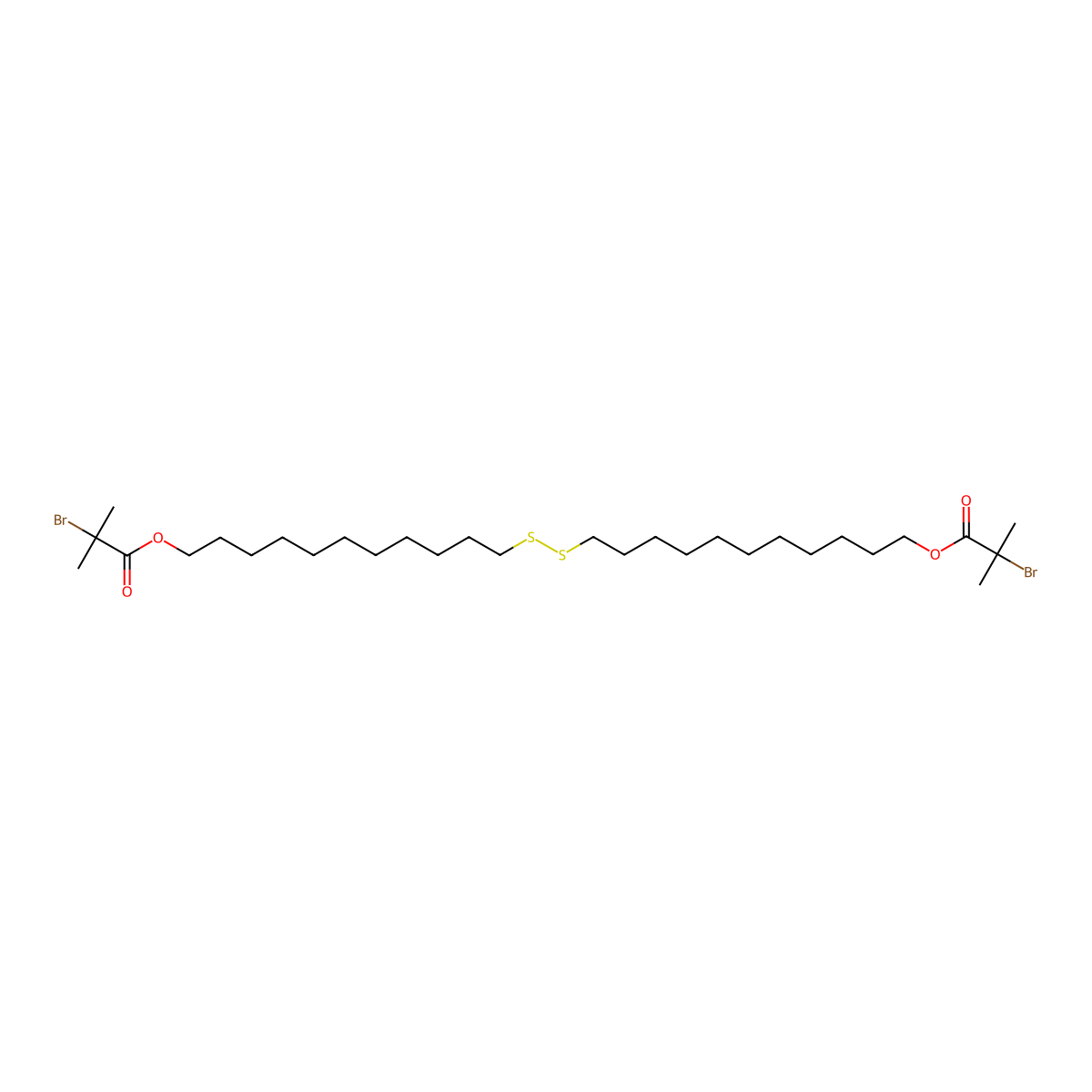 Disulfanediyldi(undecane-11,1-diyl) bis(2-bromo-2-methylpropanoate) molecular structure, CAS 402828-41-5