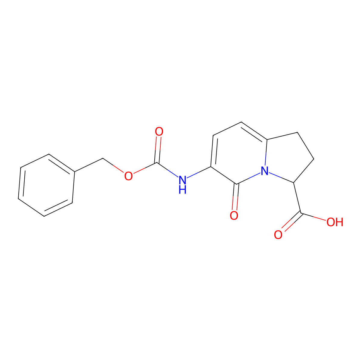 6-(((Benzyloxy)carbonyl)amino)-5-oxo-1,2,3,5-tetrahydroindolizine-3-carboxylic acid molecular structure, CAS 402829-14-5