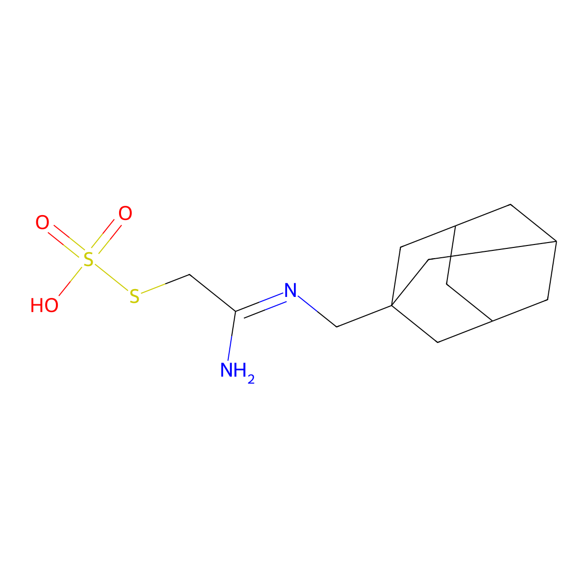 Methanethiol, (N-1-adamantylmethyl)amidino-, hydrogen sulfate (ester) molecular structure, CAS 40283-72-5