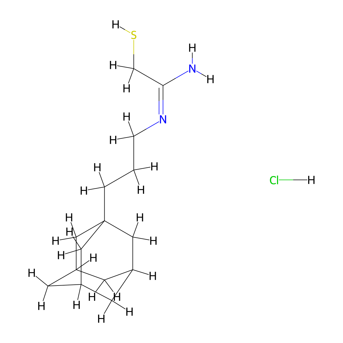 Acetamidine, N-(3-(1-adamantyl)propyl)-2-mercapto-, hydrochloride molecular structure, CAS 40284-10-4