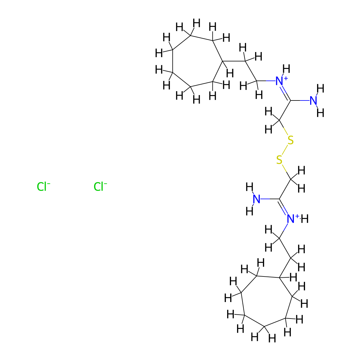 Acetamidine, 2,2'-dithiobis(N-(2-cycloheptyl)ethyl-, dihydrochloride molecular structure, CAS 40284-20-6