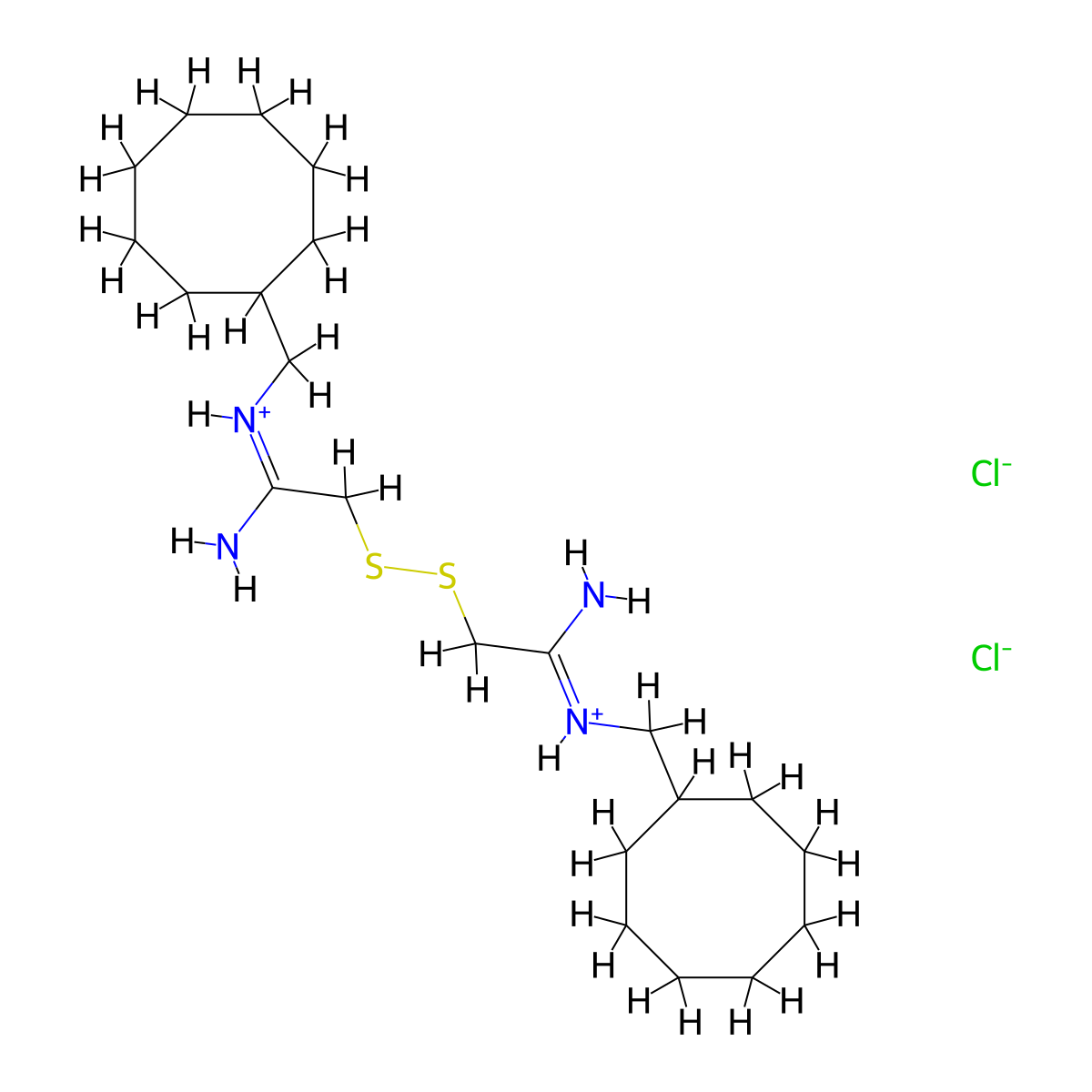 Acetamidine, 2,2'-dithiobis(N-cyclooctylmethyl-, dihydrochloride molecular structure, CAS 40284-21-7