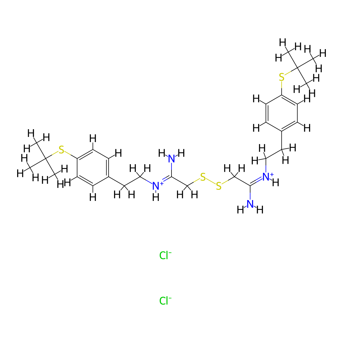 Acetamidine, 2,2'-dithiobis(N-(p-tert-butylthio)phenethyl-, dihydrochloride molecular structure, CAS 40284-25-1