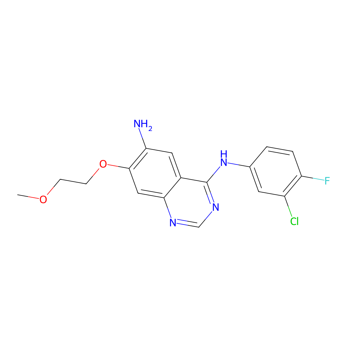 N4-(3-Chloro-4-fluorophenyl)-7-(2-methoxyethoxy)quinazoline-4,6-diamine molecular structure, CAS 402855-01-0