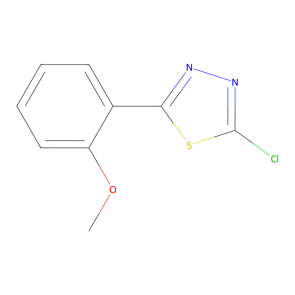 2-Chloro-5-(2-methoxyphenyl)-1,3,4-thiadiazole molecular structure, CAS 40288-19-5