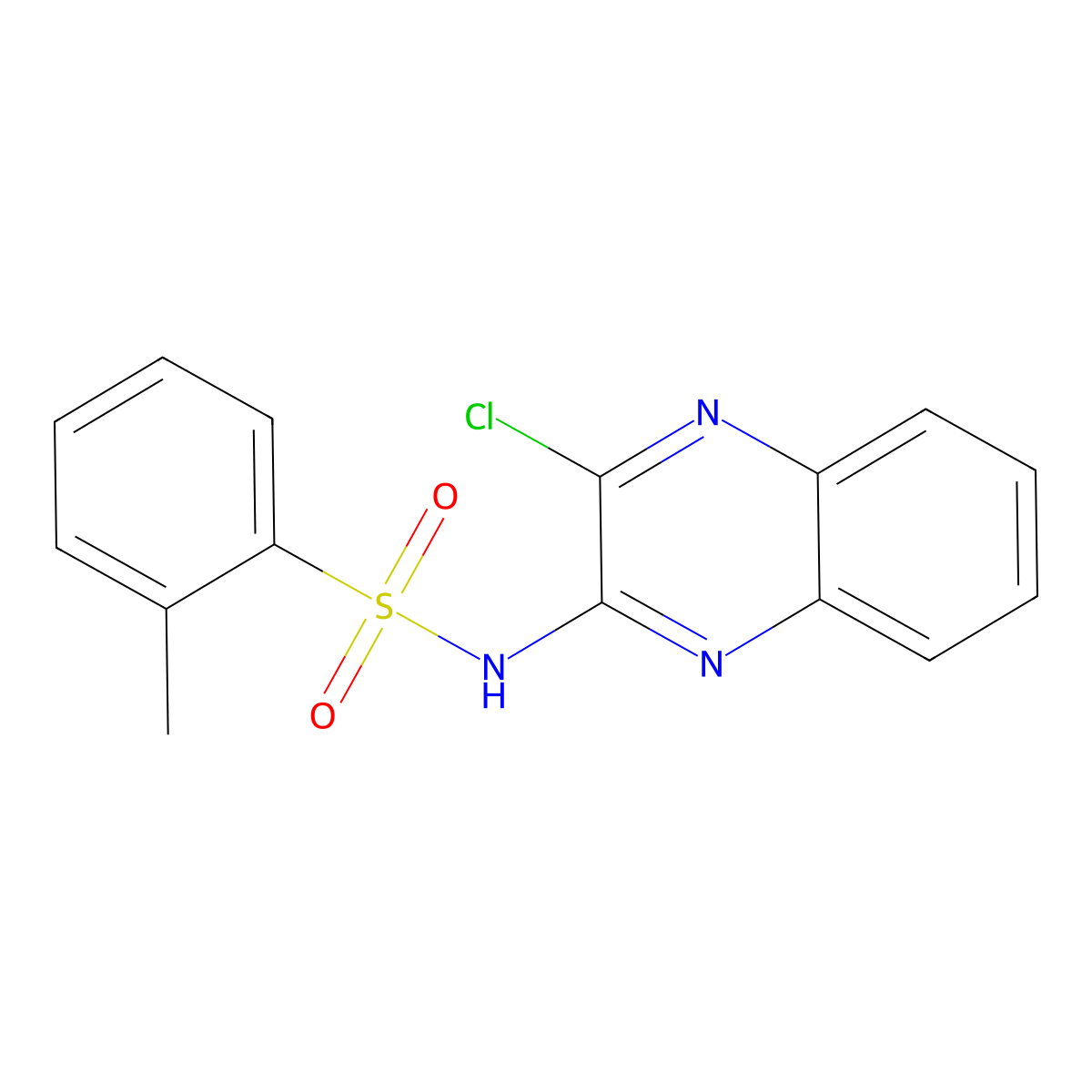 N-(3-chloroquinoxalin-2-yl)-2-methylbenzenesulfonamide molecular structure, CAS 4029-40-7