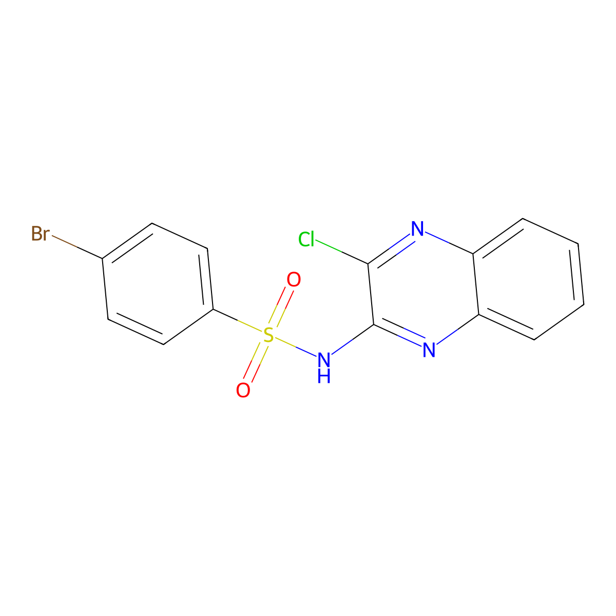 4-bromo-N-(3-chloro-2-quinoxalinyl)benzenesulfonamide molecular structure, CAS 4029-43-0