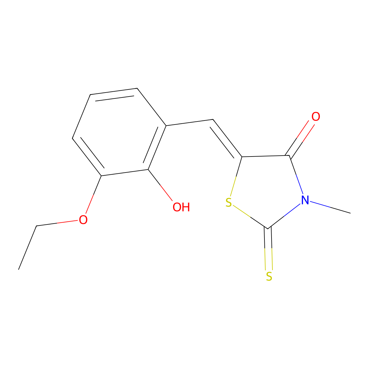(5Z)-5-(3-ethoxy-2-hydroxybenzylidene)-3-methyl-2-thioxo-1,3-thiazolidin-4-one molecular structure, CAS 402932-19-8
