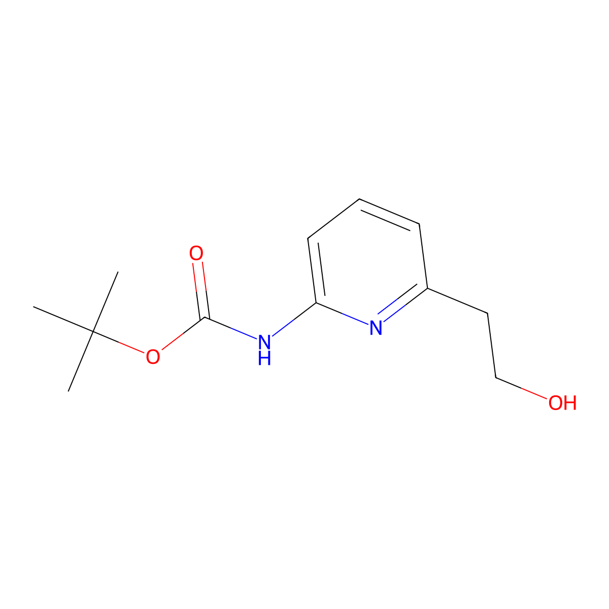 Tert-butyl 6-(2-hydroxyethyl)pyridin-2-ylcarbamate molecular structure, CAS 402933-56-6