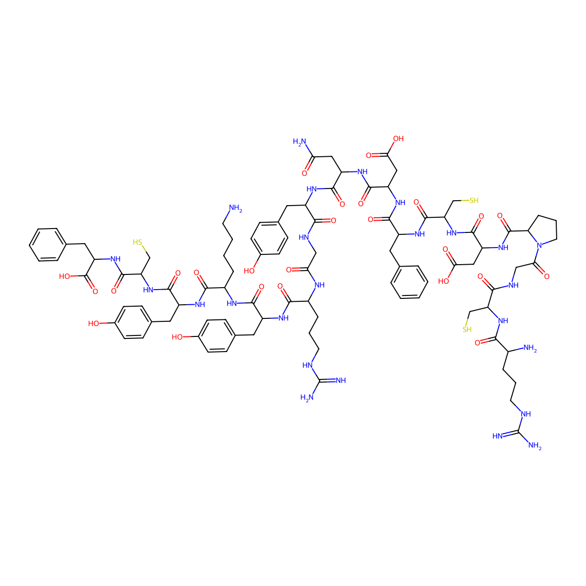 H-Arg-Cys-Gly-Pro-Asp-Cys-Phe-Asp-Asn-Tyr-Gly-Arg-Tyr-Lys-Tyr-Cys-Phe-OH molecular structure, CAS 402941-23-5