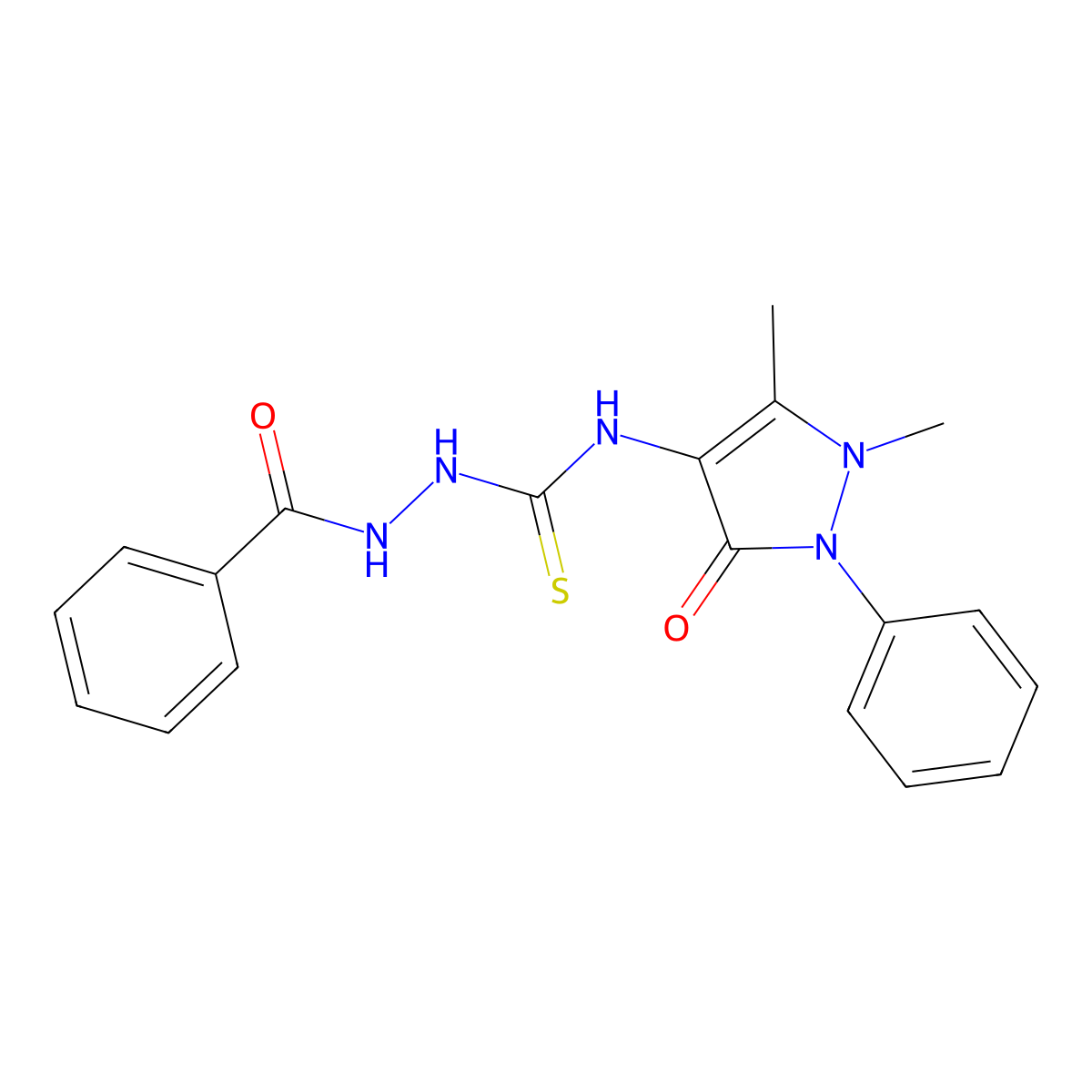 1-Benzamido-3-(1,5-dimethyl-3-oxo-2-phenylpyrazol-4-yl)thiourea molecular structure, CAS 402945-07-7