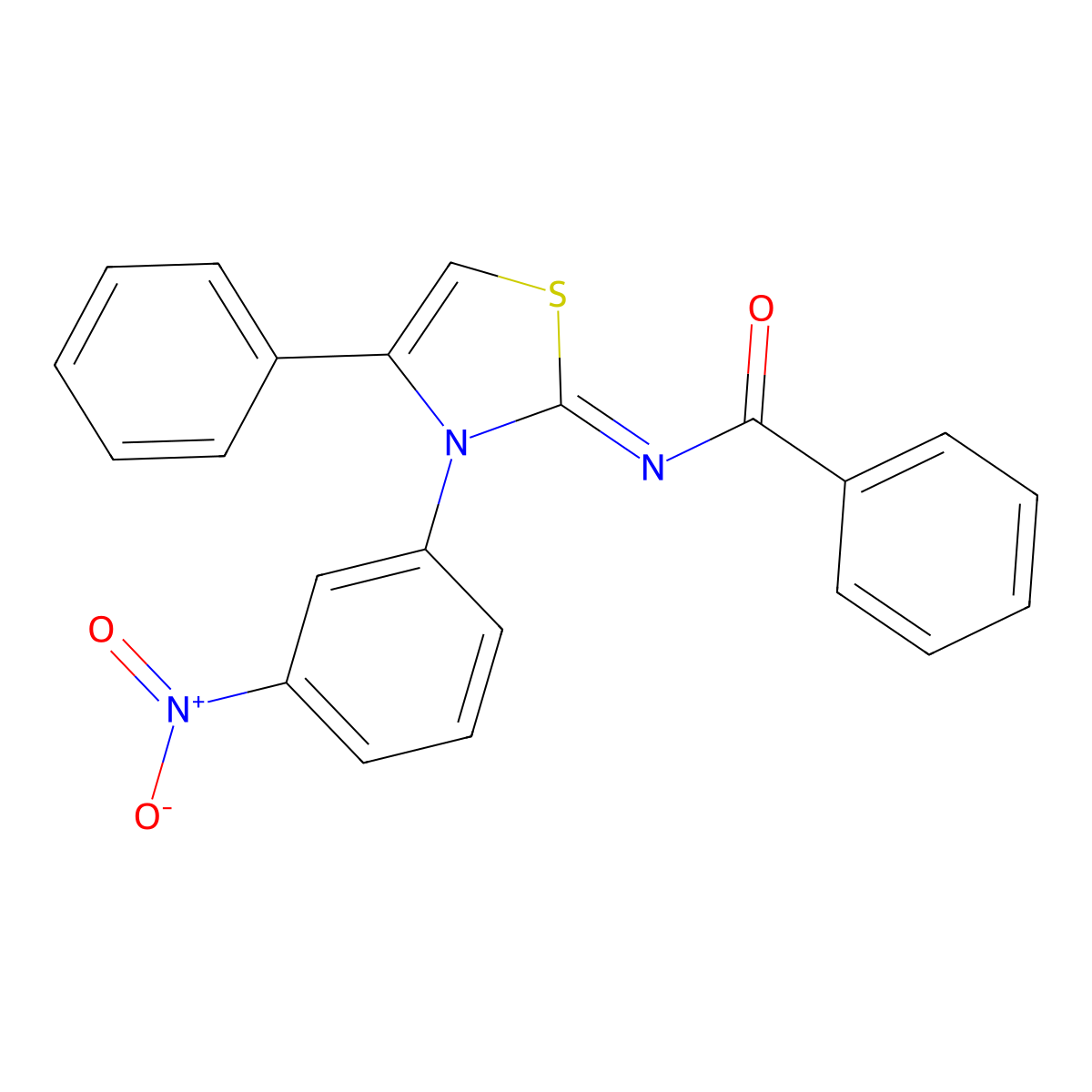 (Z)-N-(3-(3-nitrophenyl)-4-phenylthiazol-2(3H)-ylidene)benzamide molecular structure, CAS 402945-33-9