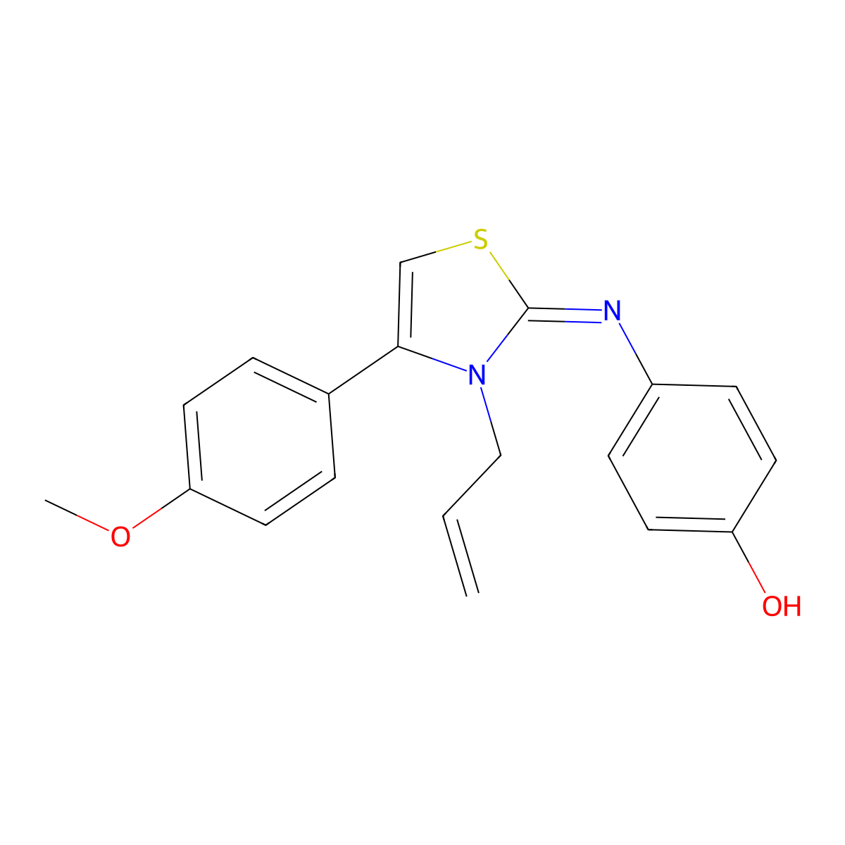 (Z)-4-((3-allyl-4-(4-methoxyphenyl)thiazol-2(3H)-ylidene)amino)phenol molecular structure, CAS 402945-38-4