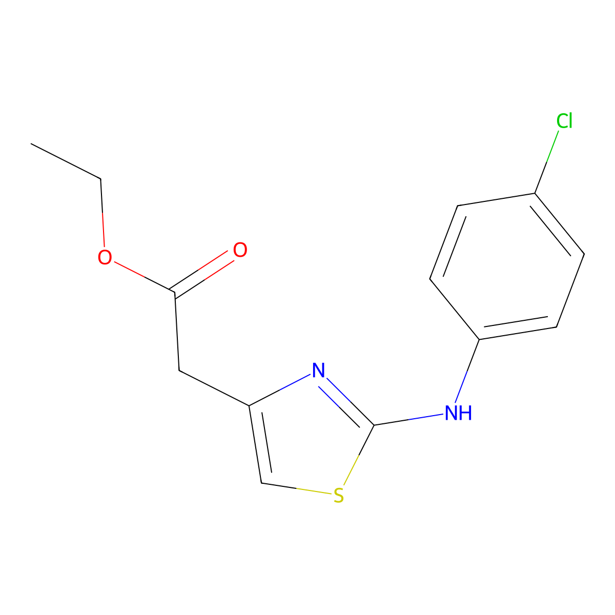 Ethyl 2-(2-((4-chlorophenyl)amino)thiazol-4-yl)acetate molecular structure, CAS 402945-43-1