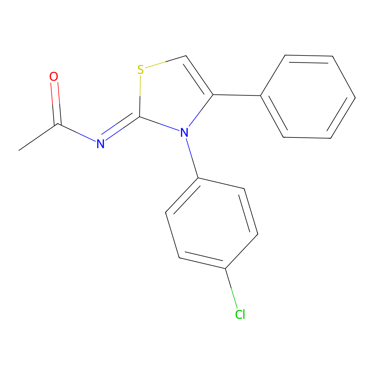 N-[3-(4-chlorophenyl)-4-phenyl-2,3-dihydro-1,3-thiazol-2-ylidene]acetamide molecular structure, CAS 402945-56-6