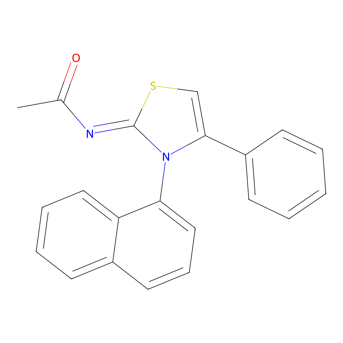 N-[3-(naphthalen-1-yl)-4-phenyl-2,3-dihydro-1,3-thiazol-2-ylidene]acetamide molecular structure, CAS 402945-67-9