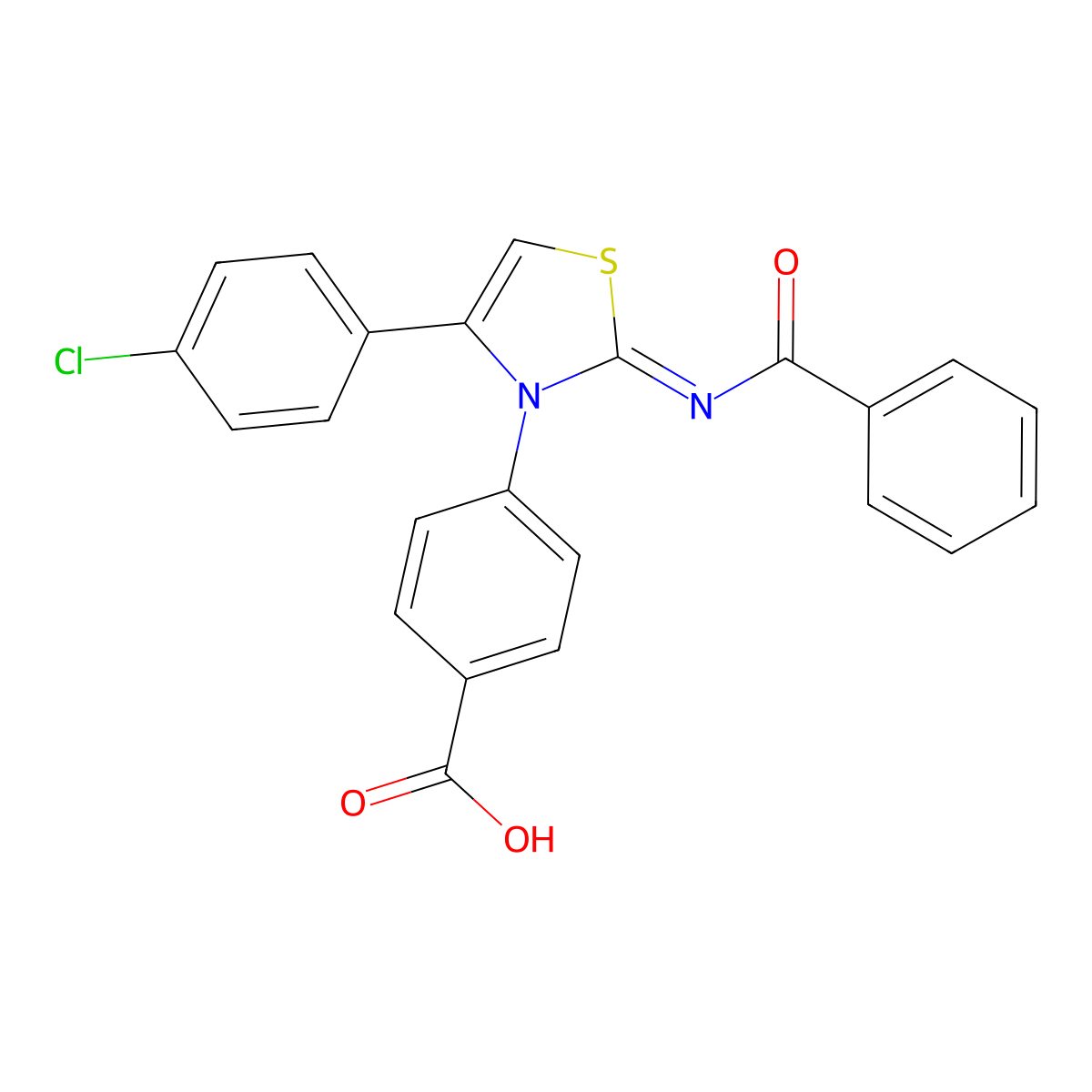 4-[2-benzoylimino-4-(4-chlorophenyl)-1,3-thiazol-3-yl]benzoic Acid molecular structure, CAS 402945-76-0