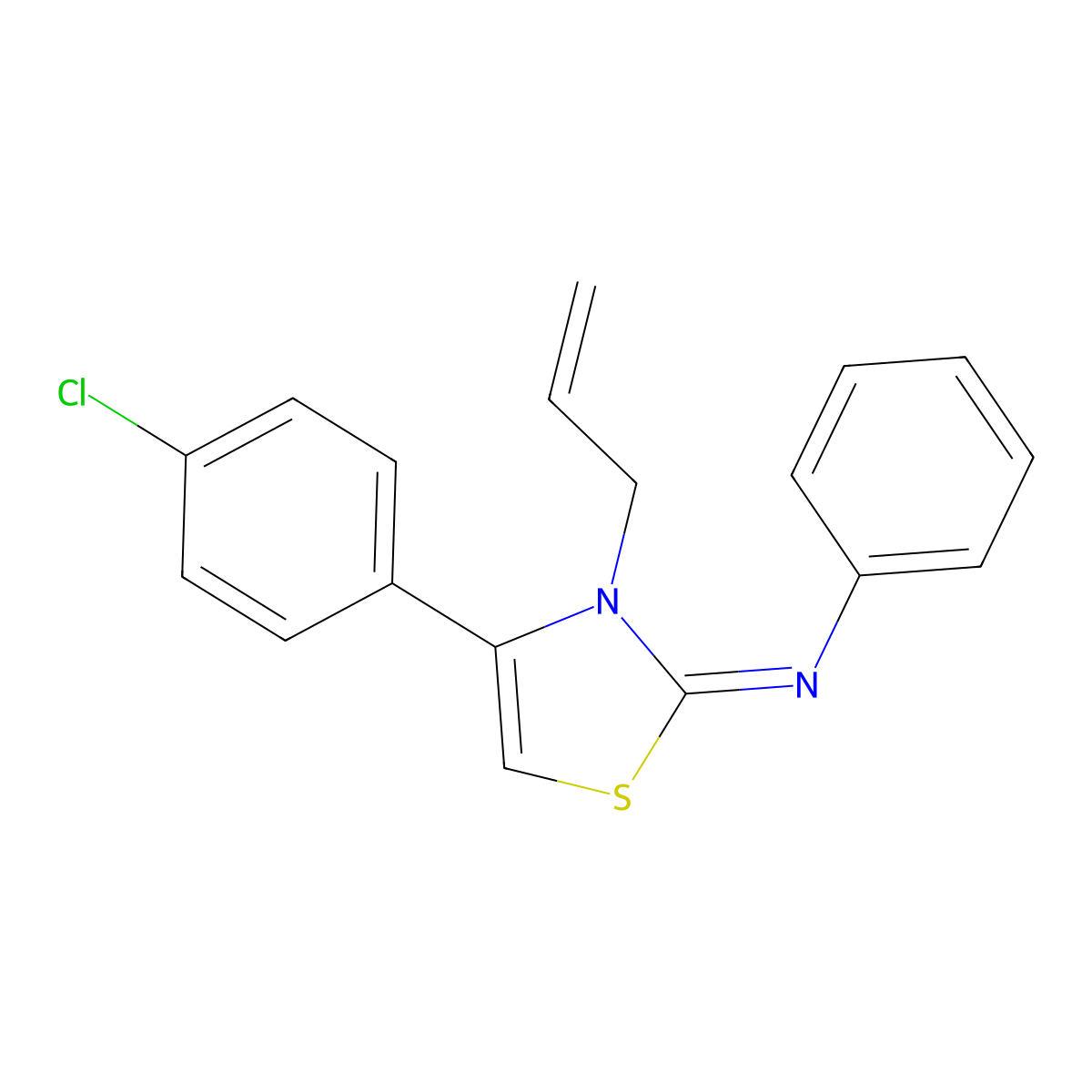 4-(4-chlorophenyl)-N-phenyl-3-prop-2-enyl-1,3-thiazol-2-imine molecular structure, CAS 402945-98-6