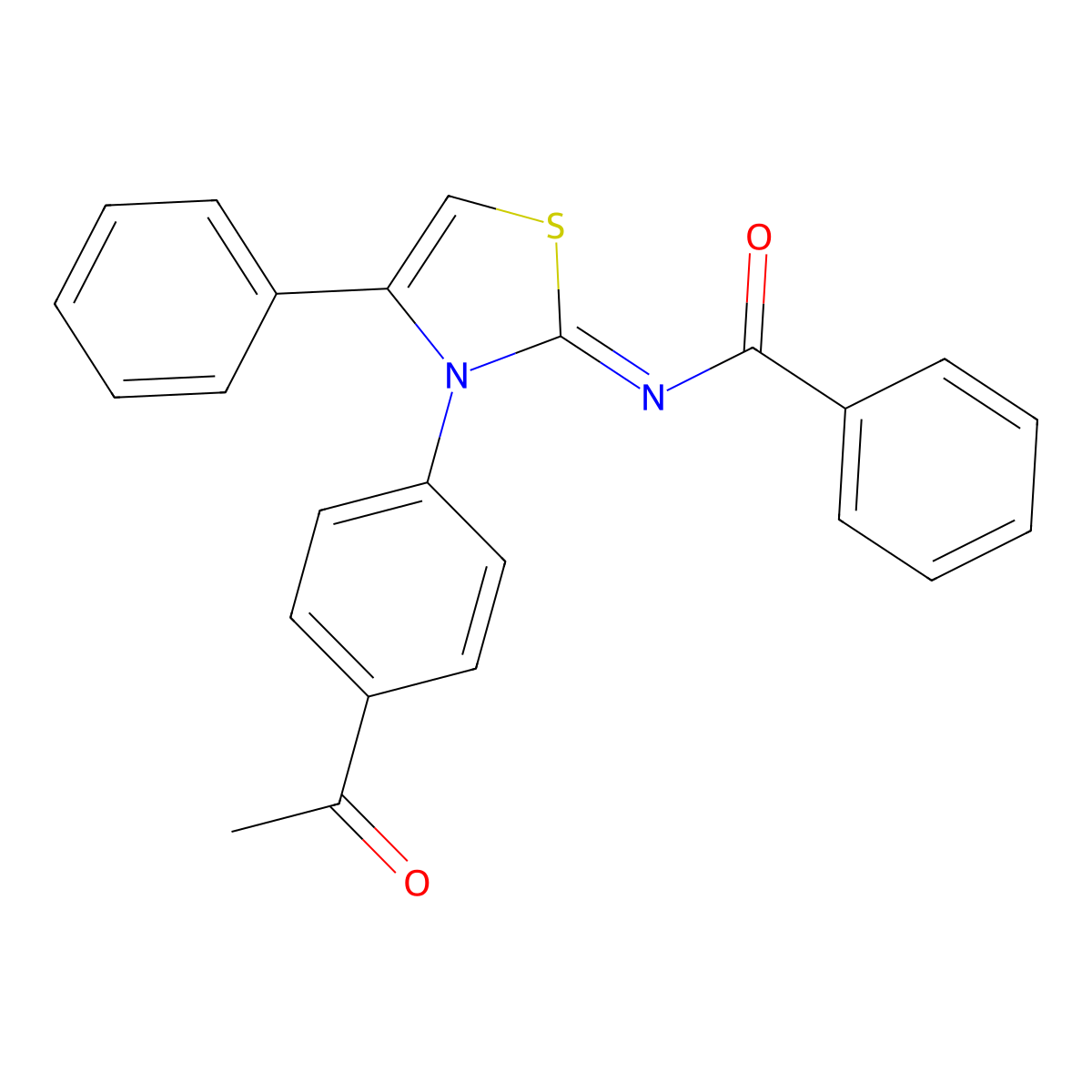 N-[(2Z)-3-(4-acetylphenyl)-4-phenyl-1,3-thiazol-2(3H)-ylidene]benzamide molecular structure, CAS 402946-23-0