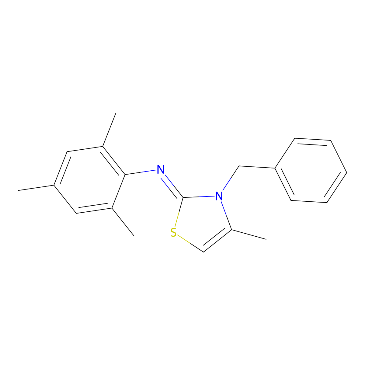 (Z)-N-(3-benzyl-4-methylthiazol-2(3H)-ylidene)-2,4,6-trimethylaniline molecular structure, CAS 402946-44-5
