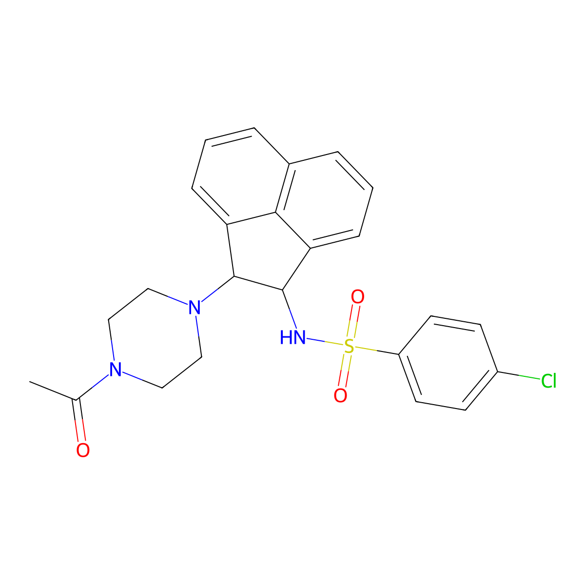 N-[2-(4-acetylpiperazin-1-yl)-1,2-dihydroacenaphthylen-1-yl]-4-chlorobenzenesulfonamide molecular structure, CAS 402946-91-2