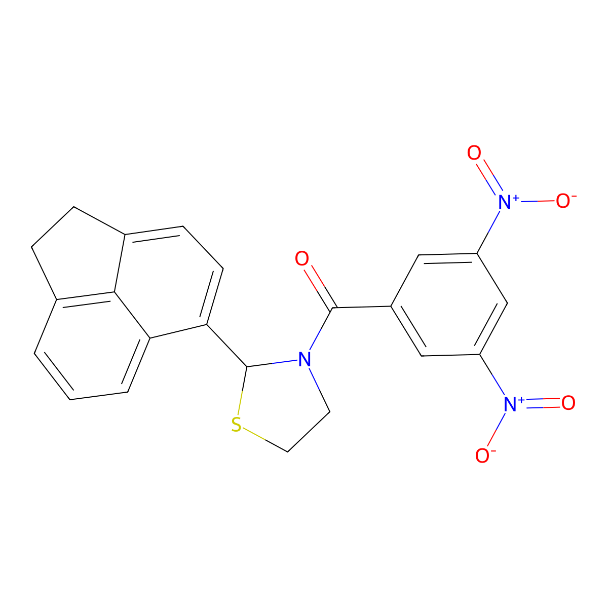 (2-(1,2-Dihydroacenaphthylen-5-yl)thiazolidin-3-yl)(3,5-dinitrophenyl)methanone molecular structure, CAS 402946-98-9