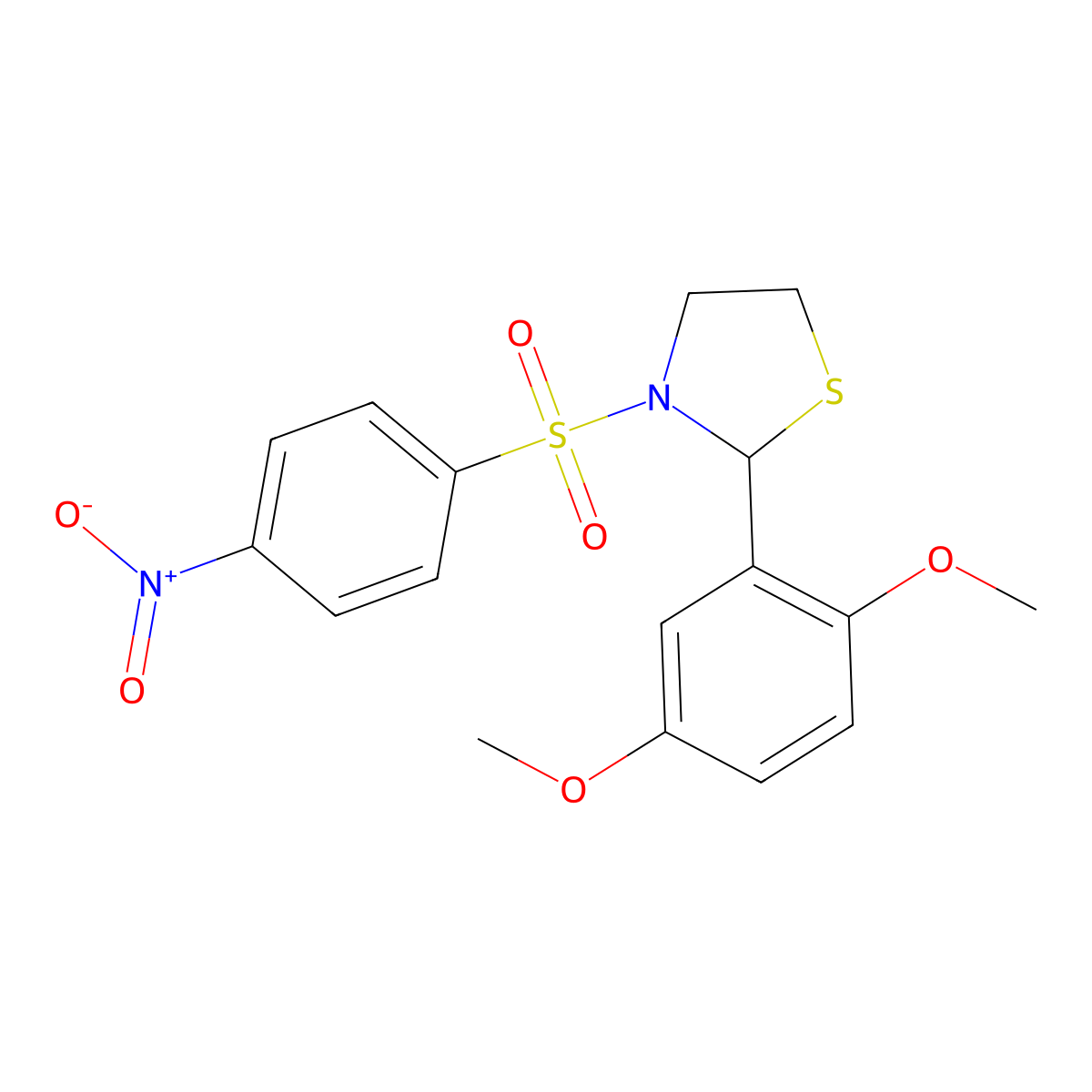 2-(2,5-Dimethoxyphenyl)-3-(4-nitrobenzenesulfonyl)-1,3-thiazolidine molecular structure, CAS 402947-05-1