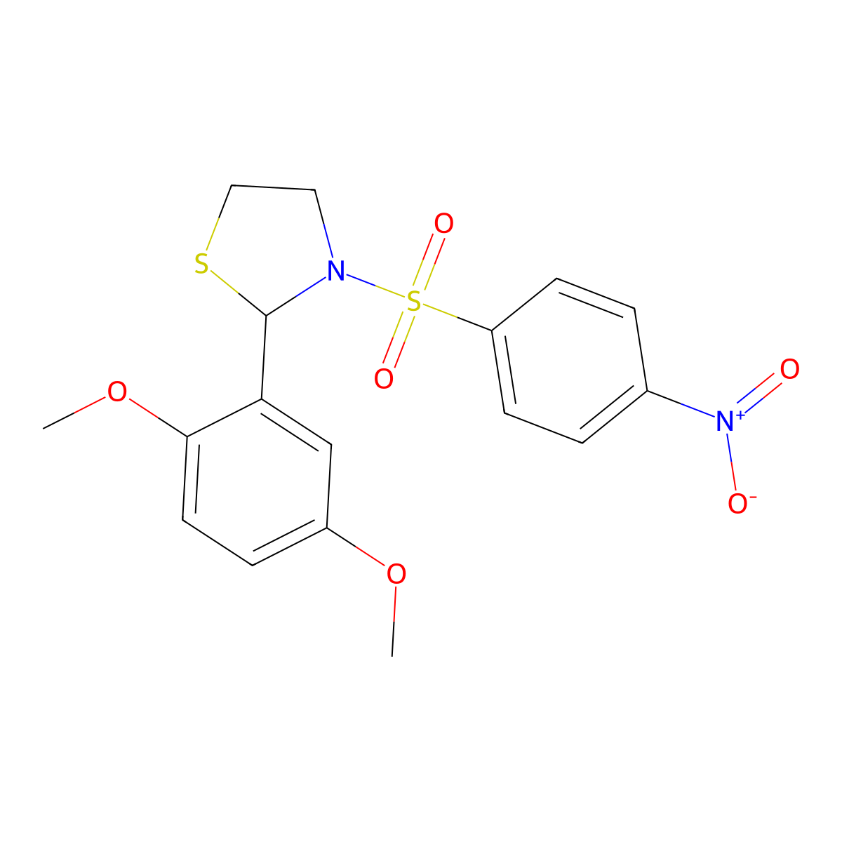 2-(2,5-Dimethoxyphenyl)-3-(4-nitrobenzenesulfonyl)-1,3-thiazolidine molecular structure, CAS 402947-05-1