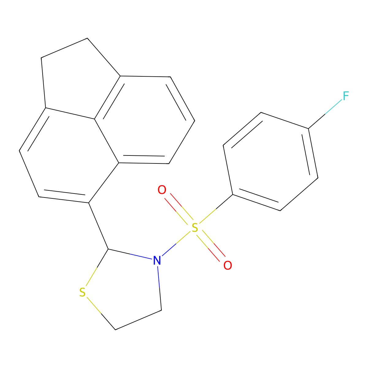2-(1,2-Dihydroacenaphthylen-5-yl)-3-((4-fluorophenyl)sulfonyl)thiazolidine molecular structure, CAS 402947-19-7