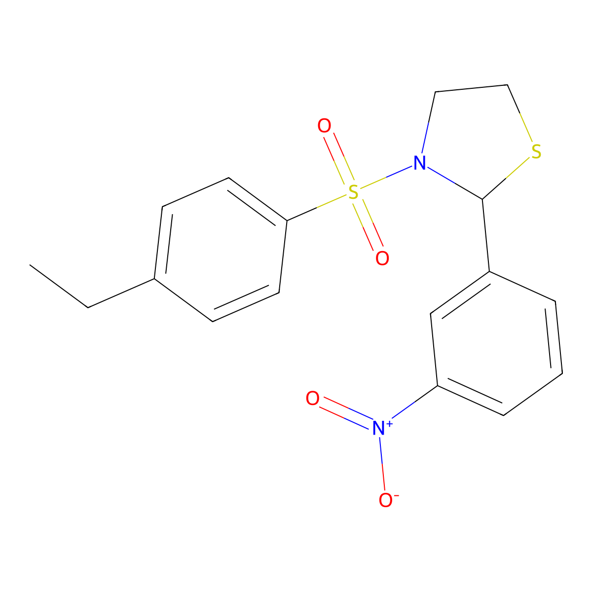 3-((4-Ethylphenyl)sulfonyl)-2-(3-nitrophenyl)thiazolidine molecular structure, CAS 402947-30-2