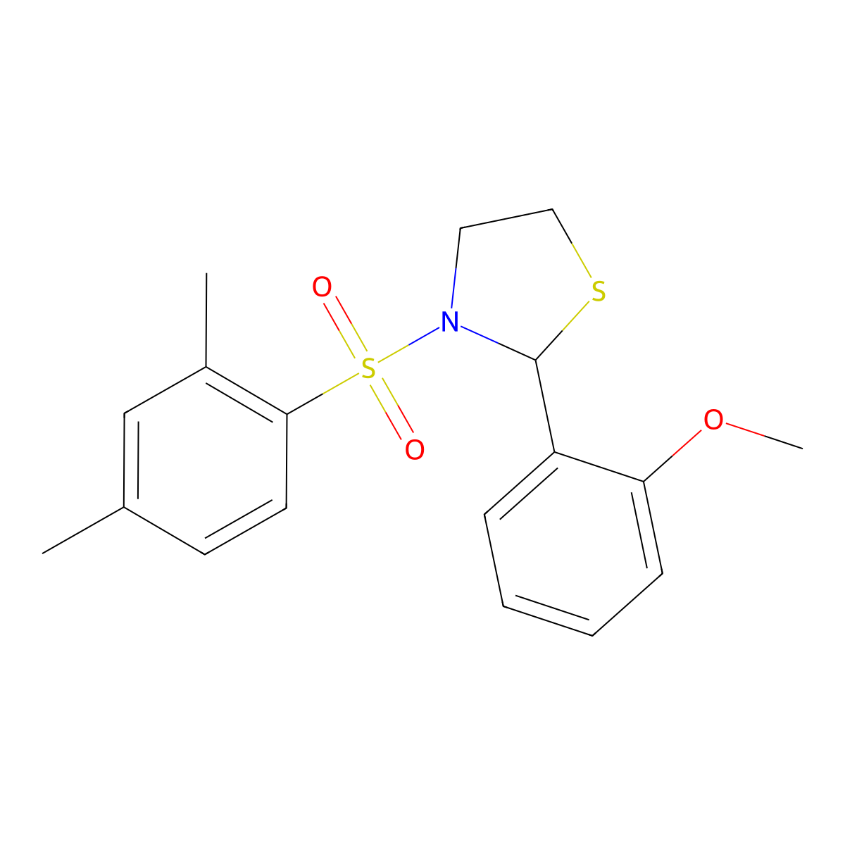 3-(2,4-Dimethyl-benzenesulfonyl)-2-(2-methoxy-phenyl)-thiazolidine molecular structure, CAS 402947-32-4