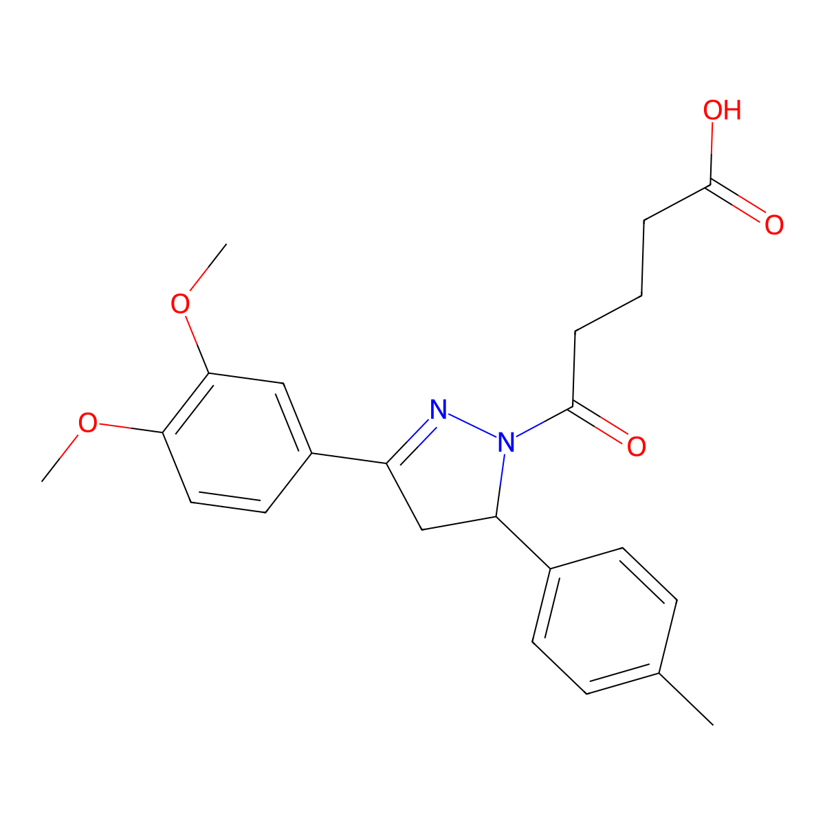 5-[3-(3,4-dimethoxyphenyl)-5-(4-methylphenyl)-4,5-dihydro-1H-pyrazol-1-yl]-5-oxopentanoic acid molecular structure, CAS 402947-41-5