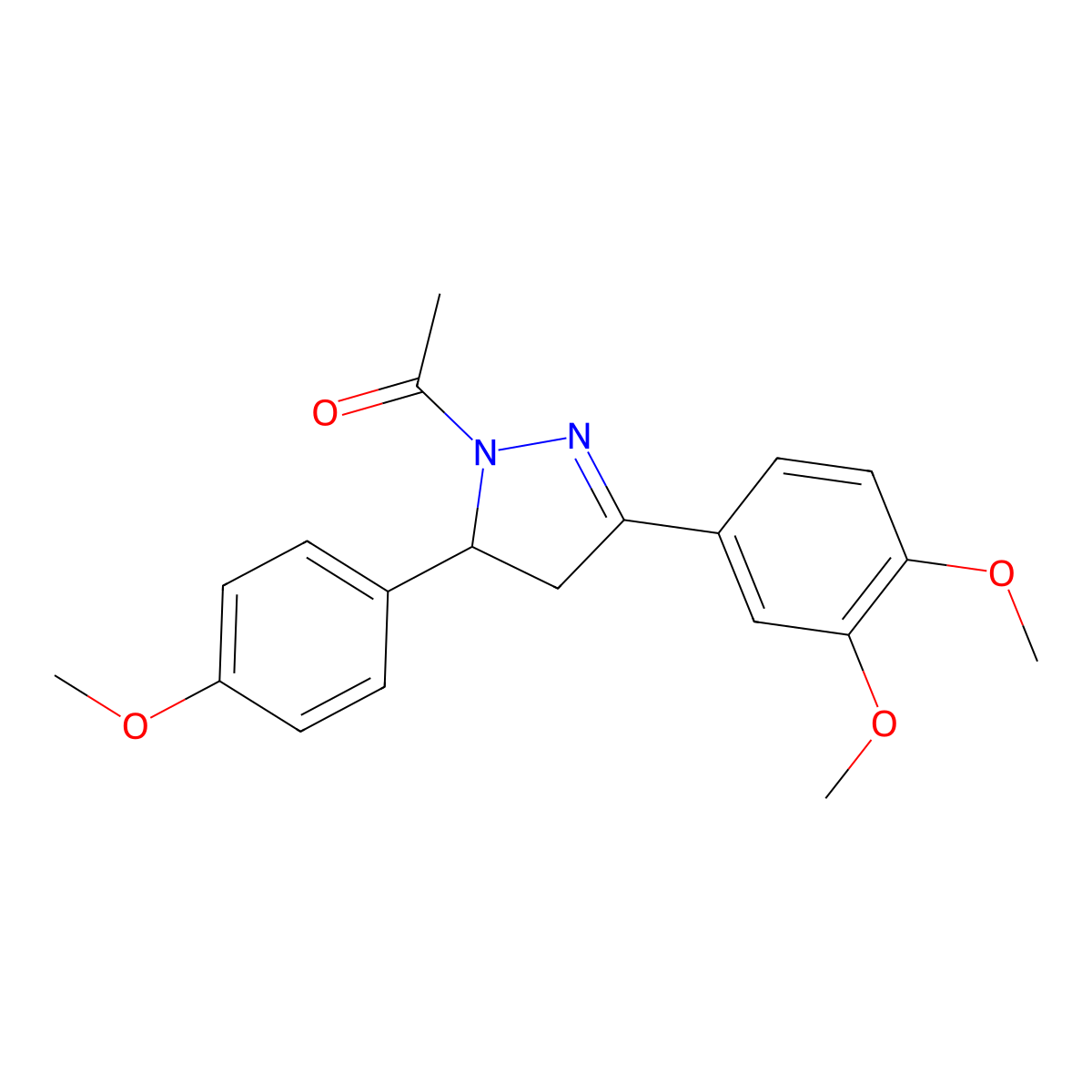 1-[5-(3,4-Dimethoxyphenyl)-3-(4-methoxyphenyl)-3,4-dihydropyrazol-2-yl]ethanone molecular structure, CAS 402947-45-9