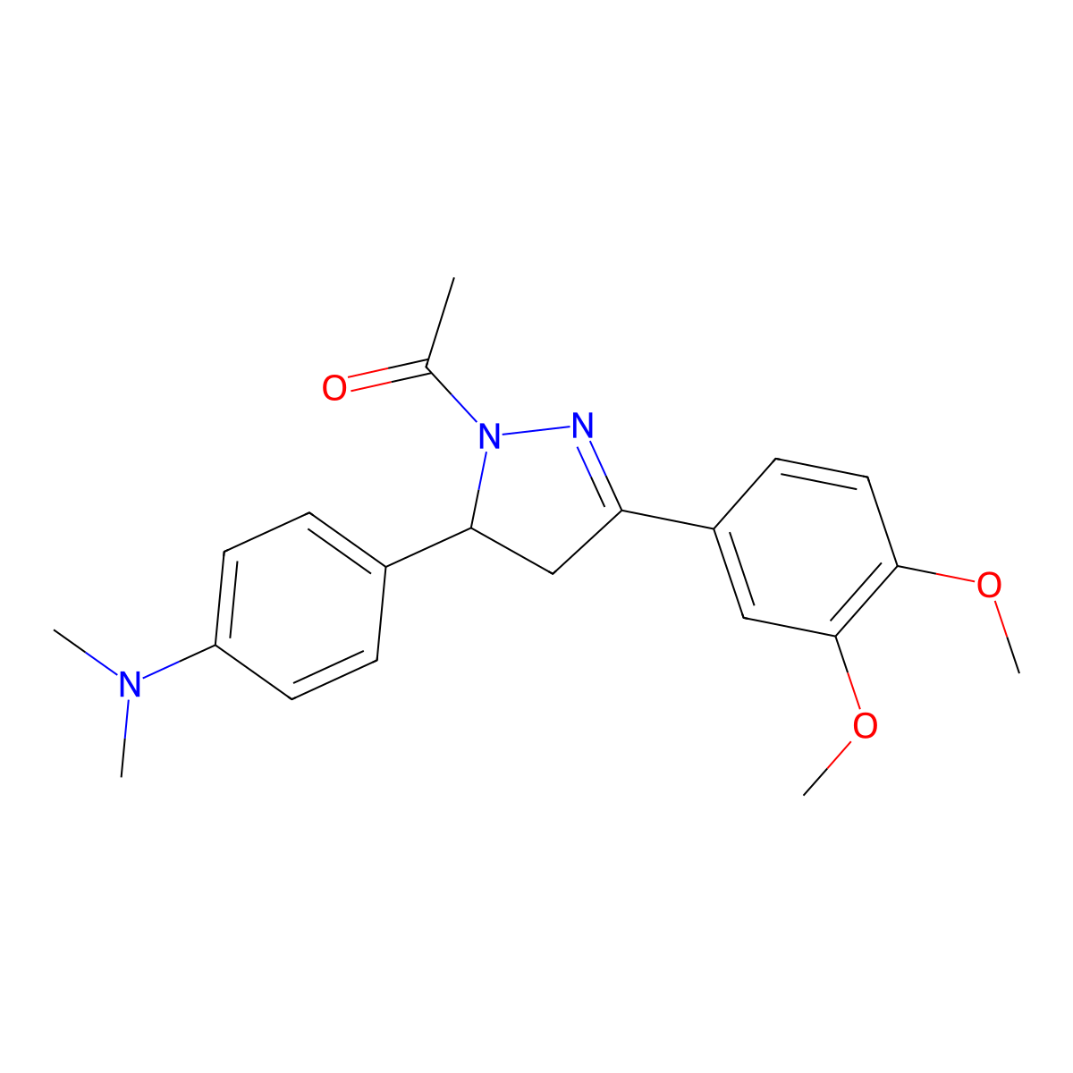1-(3-(3,4-dimethoxyphenyl)-5-(4-(dimethylamino)phenyl)-4,5-dihydro-1H-pyrazol-1-yl)ethanone molecular structure, CAS 402947-47-1